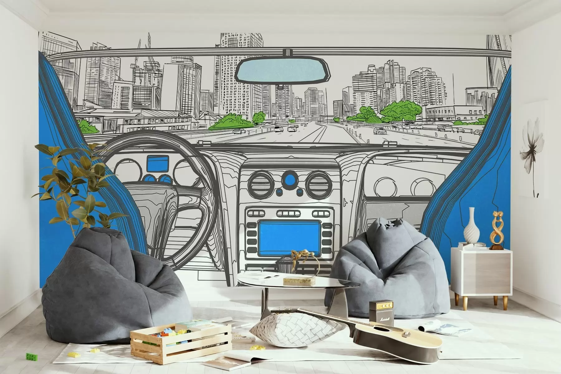 stenske poslikave Pogled na obris iz avtomobila w04109v1