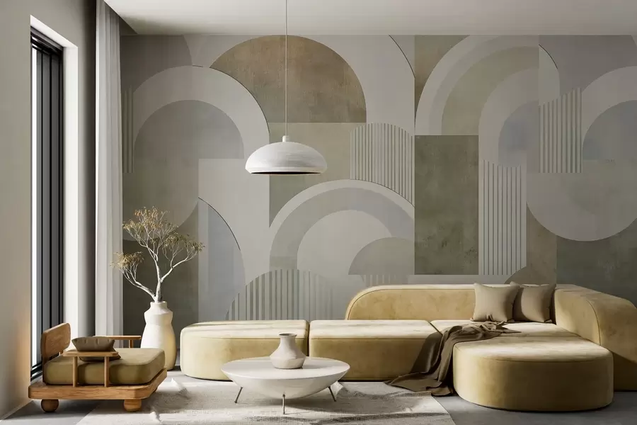 stenske poslikave Abstraktna geometrija v slogu art deco z retro učinkom w04079