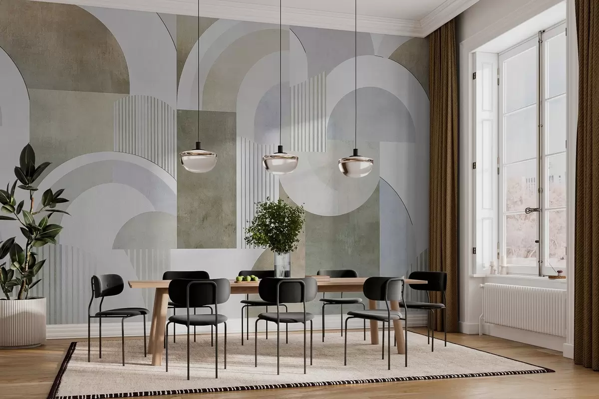 stenske poslikave Abstraktna geometrija v slogu art deco z retro učinkom w04079