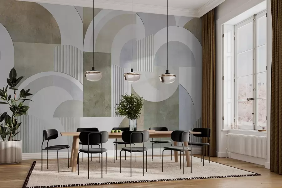stenske poslikave Abstraktna geometrija v slogu art deco z retro učinkom w04079