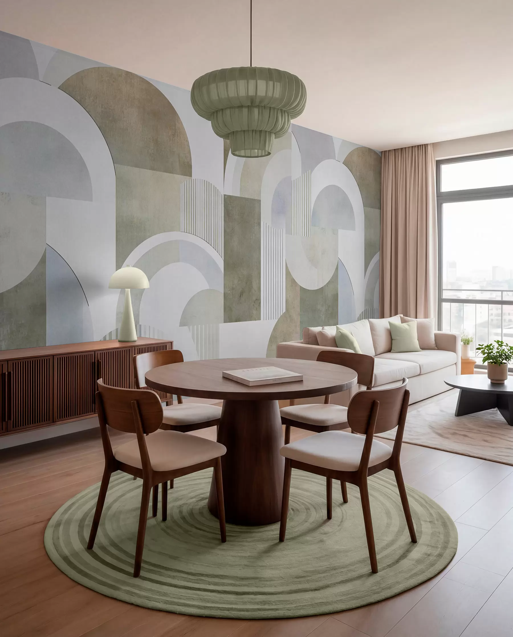 stenske poslikave Abstraktna geometrija v slogu art deco z retro učinkom w04079