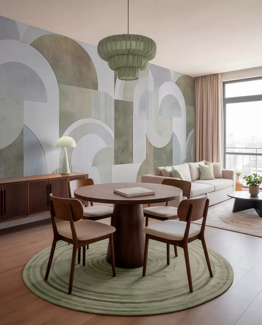 stenske poslikave Abstraktna geometrija v slogu art deco z retro učinkom w04079
