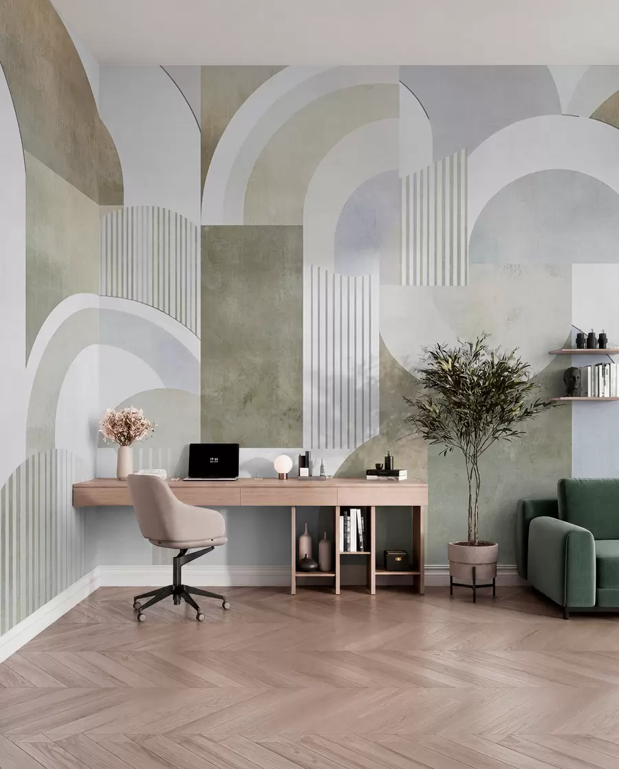 stenske poslikave Abstraktna geometrija v slogu art deco z retro učinkom w04079