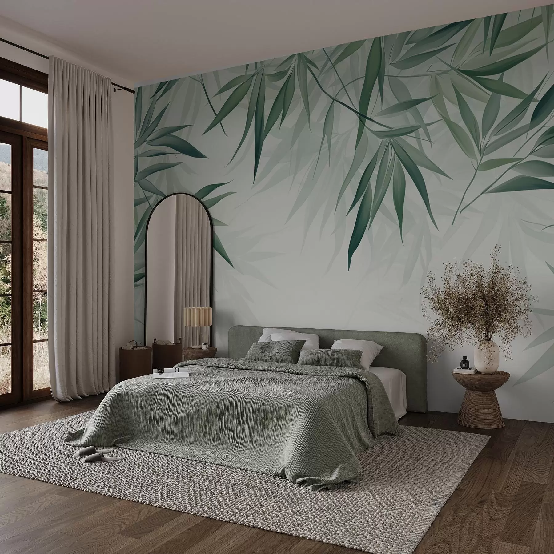 stenske poslikave Bambusovi listi w04147