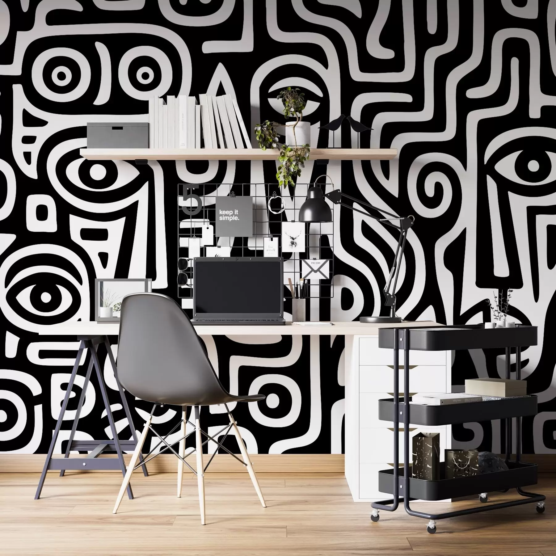 stenske poslikave Stilizirane podrobnosti obraza w04186