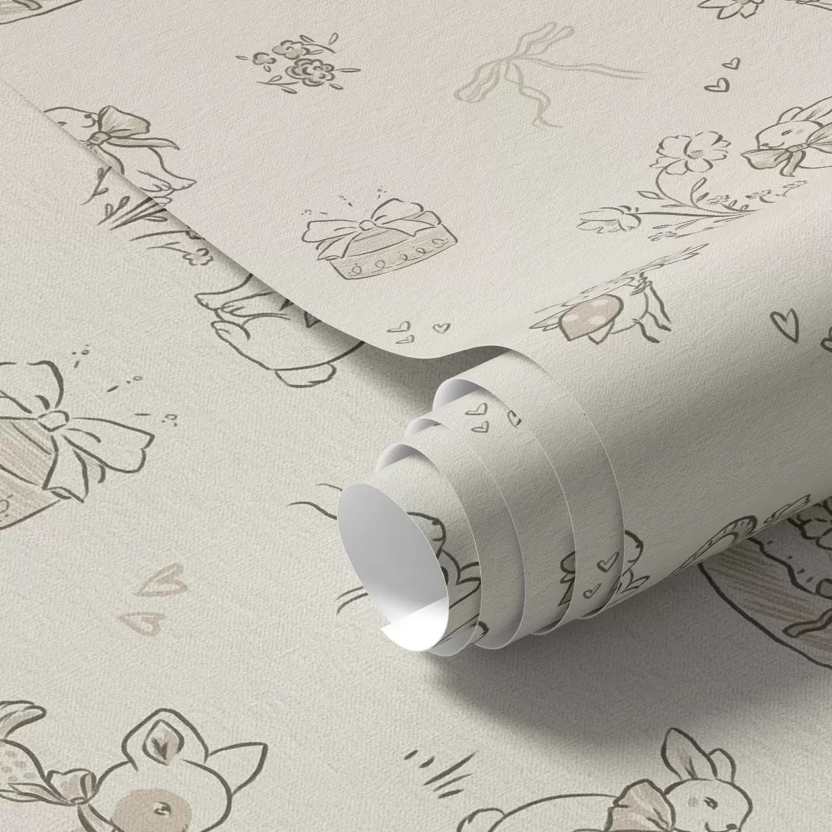 Ozadje Prikupen gozdni prizor z jeleni, zajci in čebelami a00215