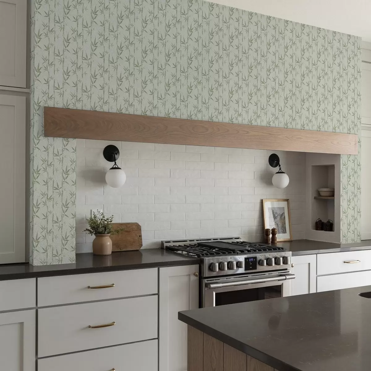 Ozadje Svetlo zelen bambus na mehkem pastelnem ozadju a00236v1