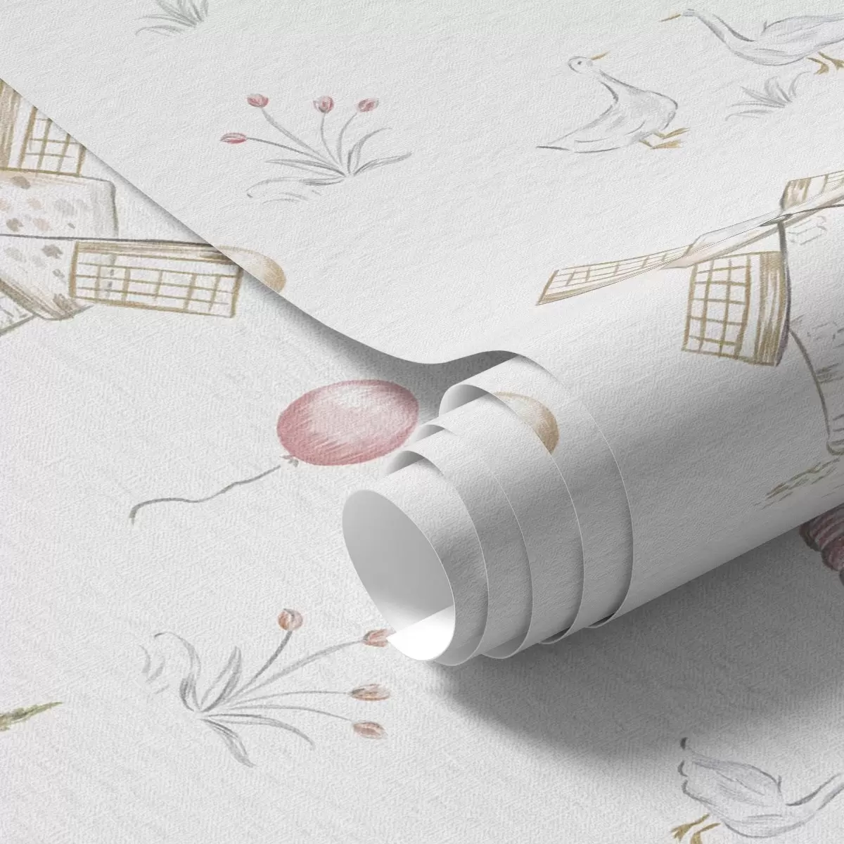 Ozadje Otroške ilustracije: Pes, račke, žogice, mlin a00278