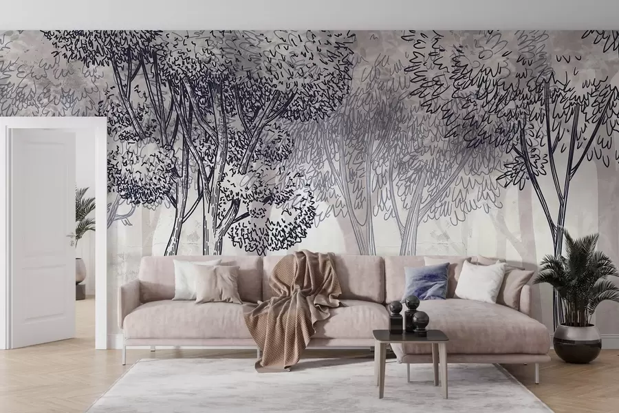 stenske poslikave Bujna listnata drevesa w04251v1