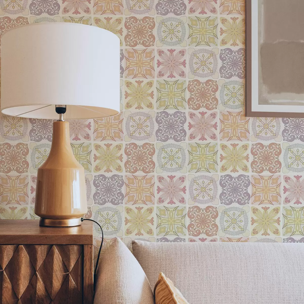 Ozadje Barvni geometrijski okraski iz ploščic a00284