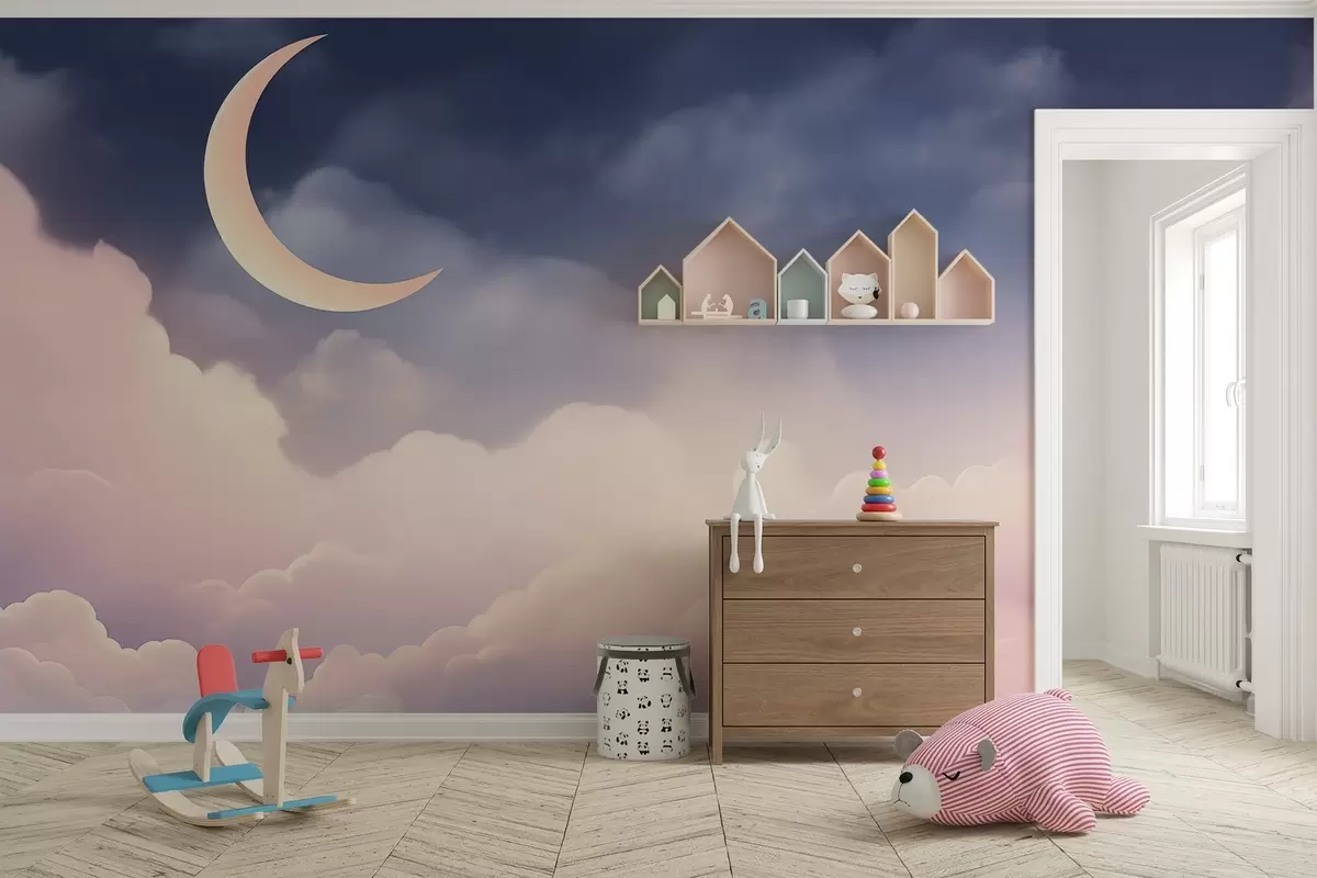 stenske poslikave Oblaki in luna w04330