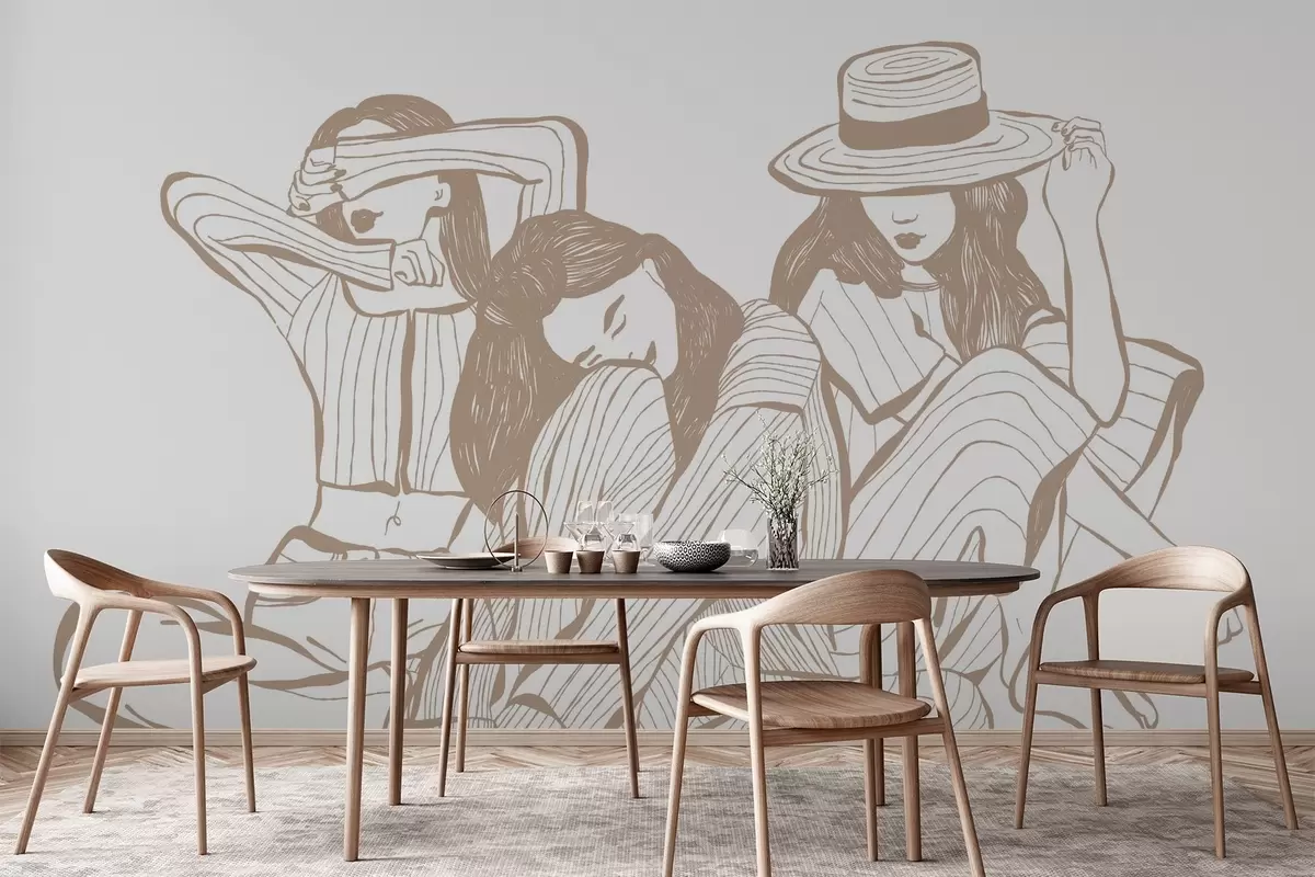 stenske poslikave Dekleta odtenki bež barve w04384v2