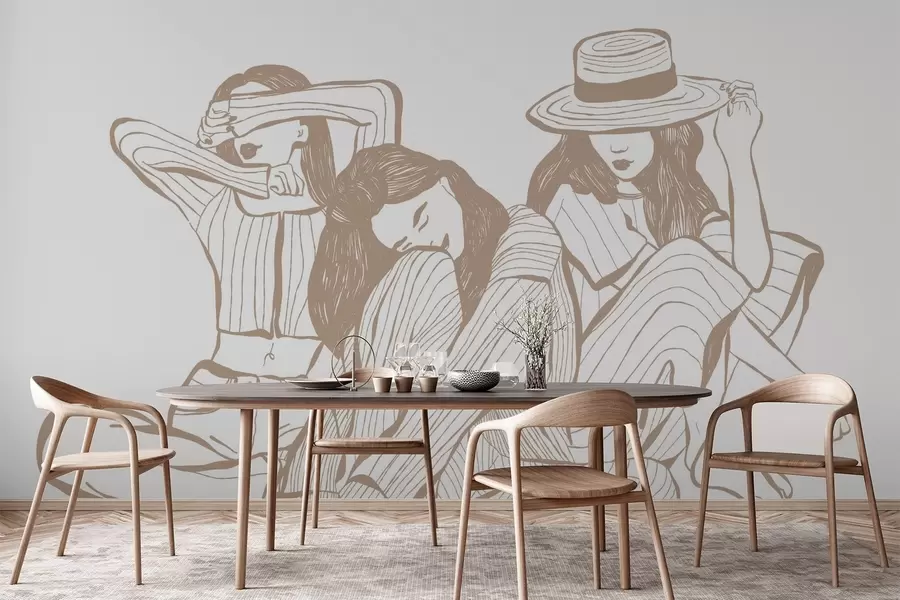 stenske poslikave Dekleta odtenki bež barve w04384v2