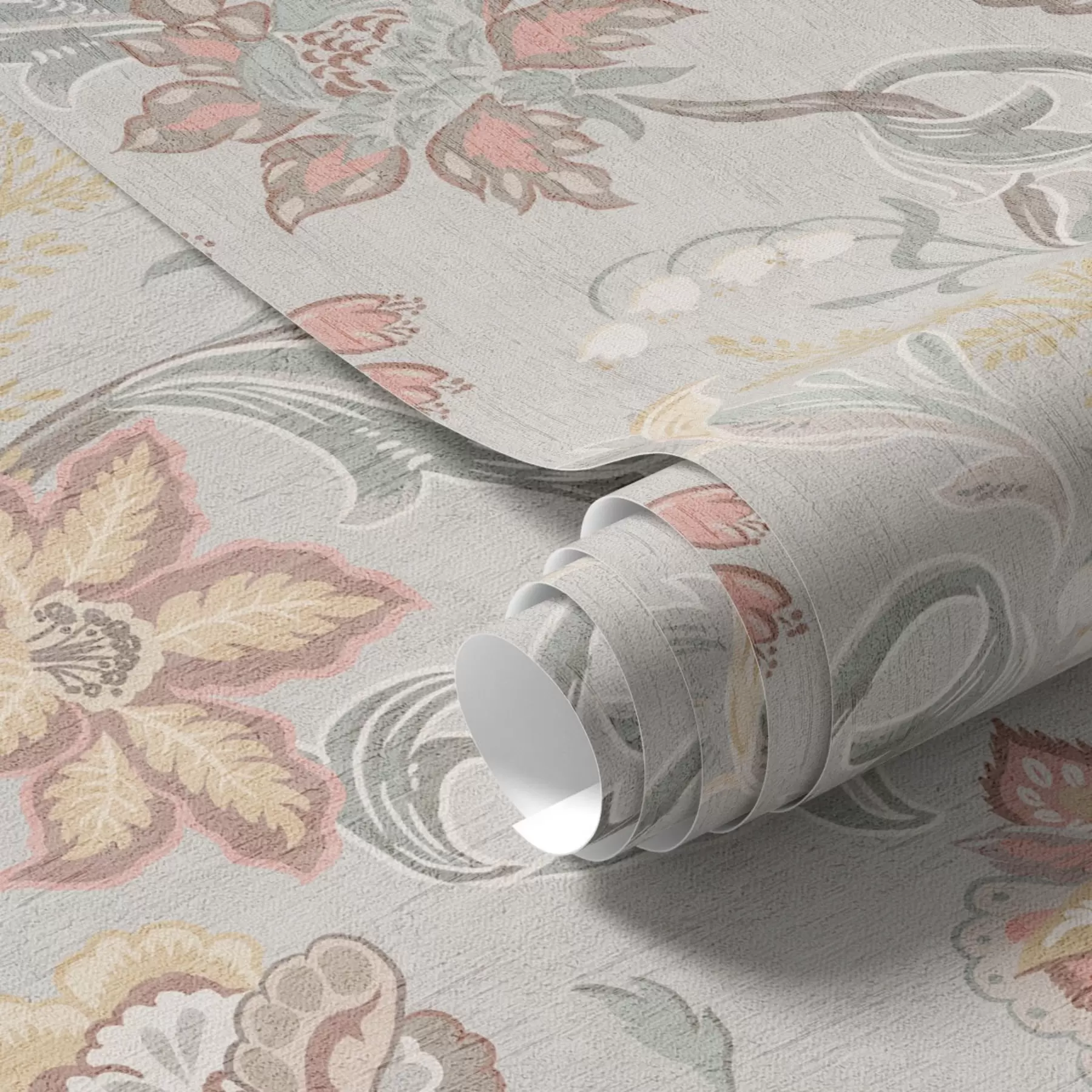 stenske poslikave Vintage pastelne rože na sivem ozadju a00459