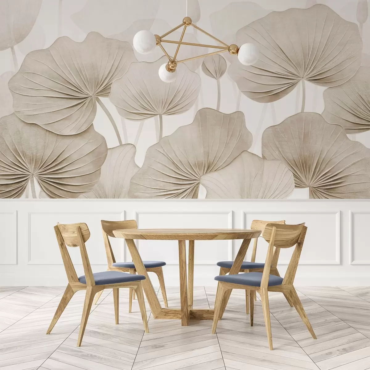 stenske poslikave Lotosovi listi z imitacijo stisnjene teksture w04412v1