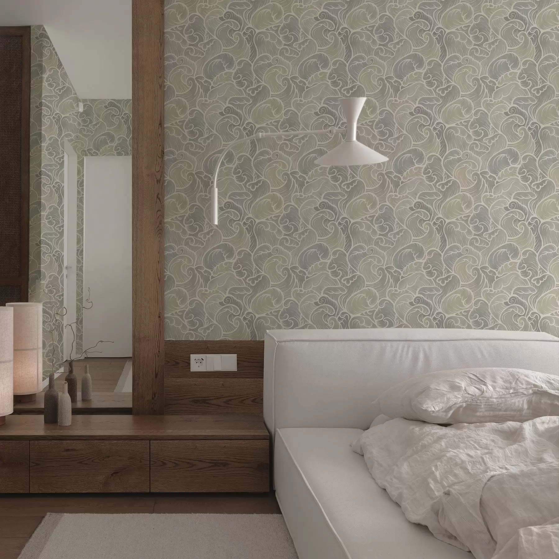 stenske poslikave Abstraktni valovi v pastelnih tonih a00285