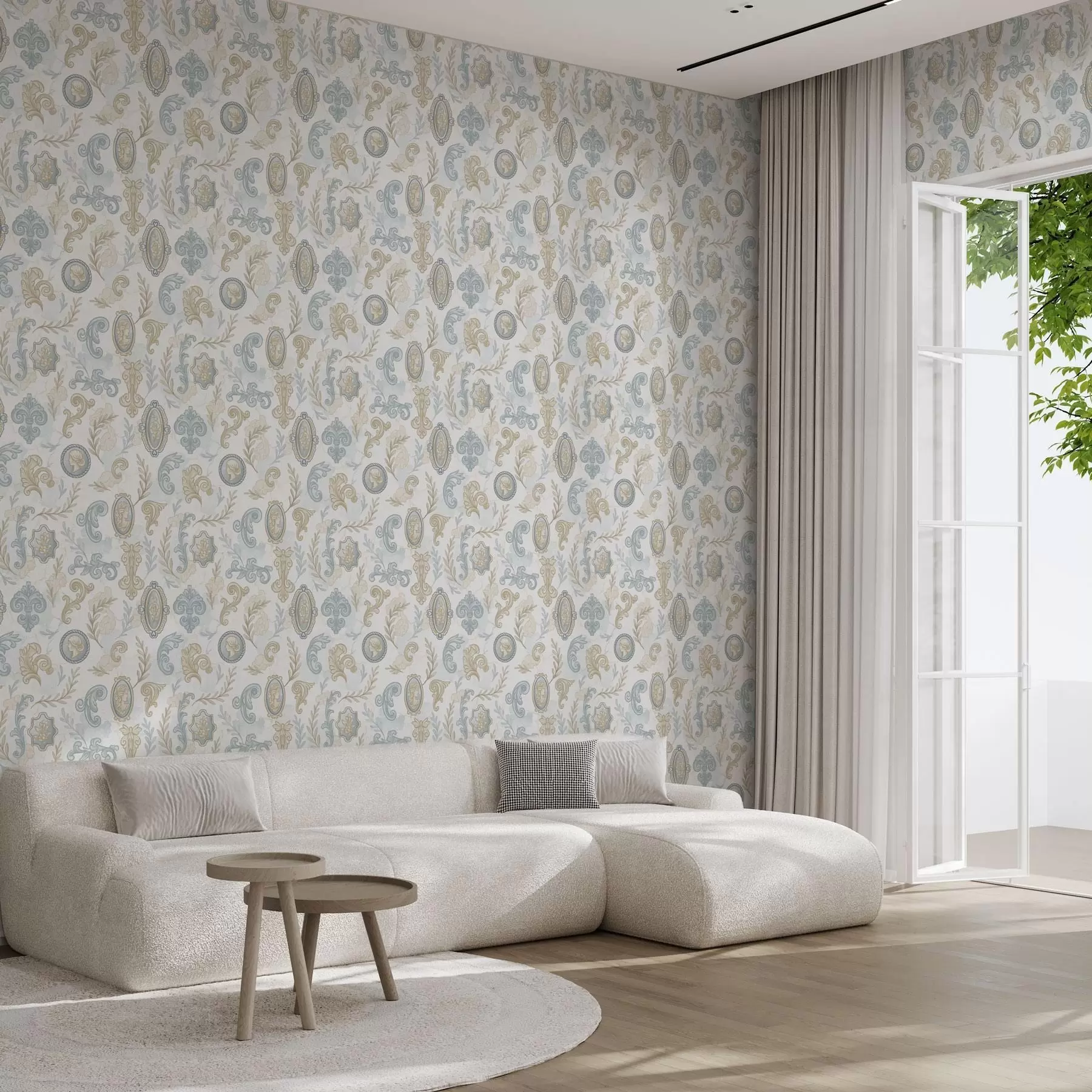 stenske poslikave Klasični okrasek z medaljoni in vzorci a00319