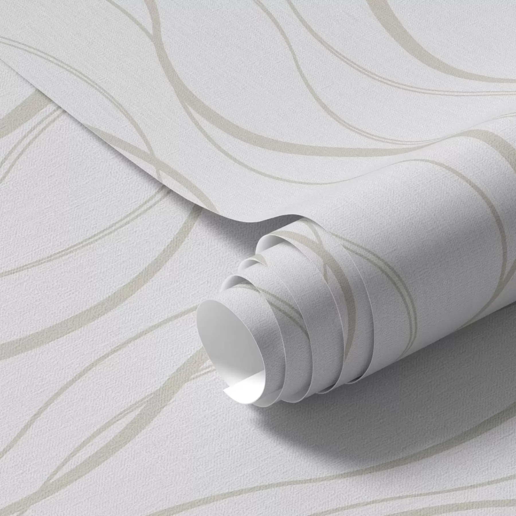 stenske poslikave Abstraktne valovite bež črte na belem ozadju a00480