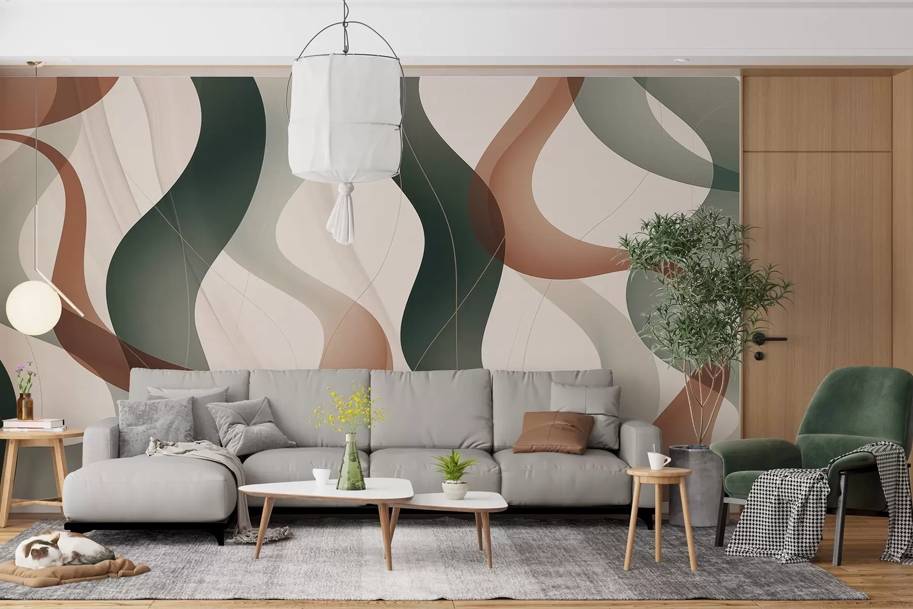 stenske poslikave Valovite abstraktne linije w04434