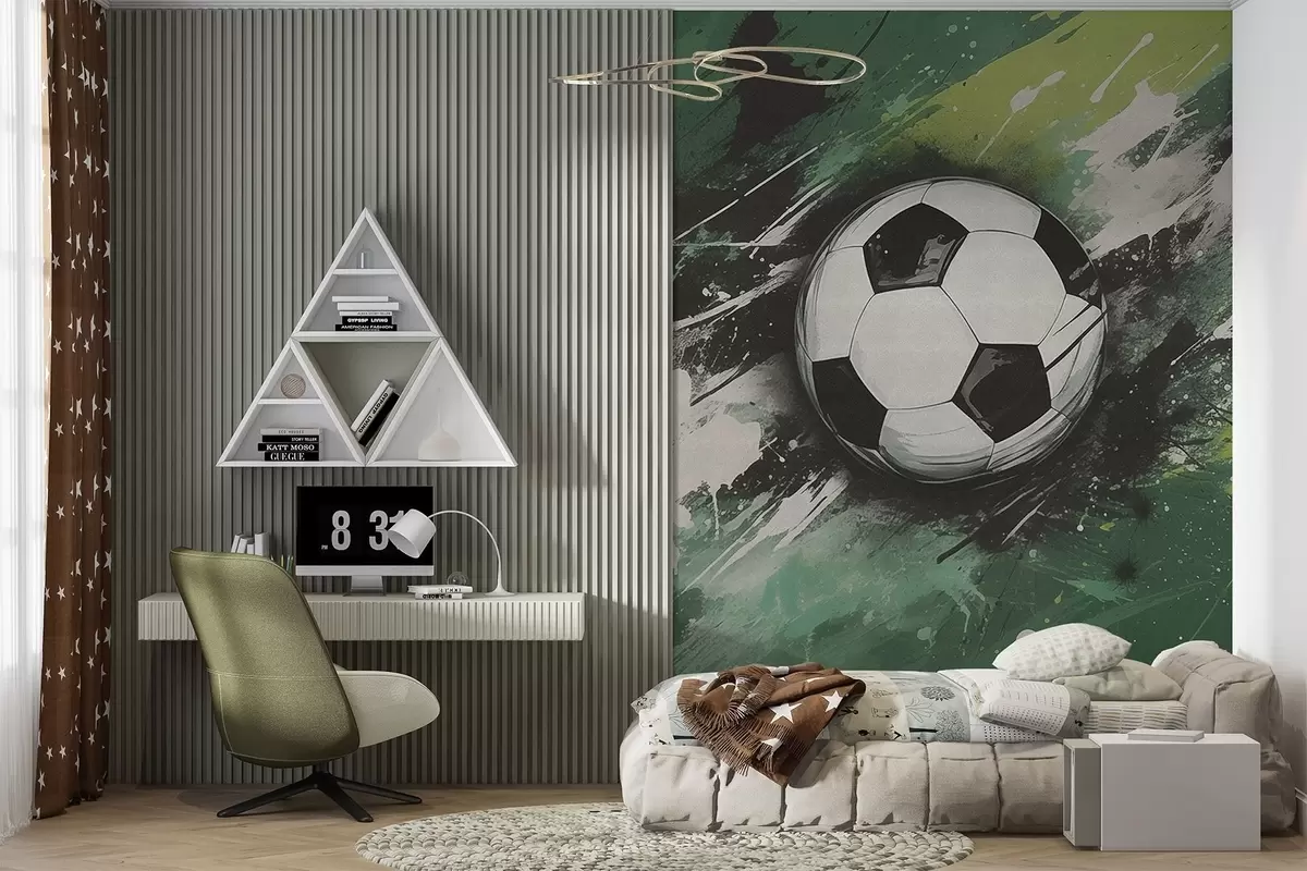 stenske poslikave Nogometna žoga z zamegljenim grafitom v ozadju w04467