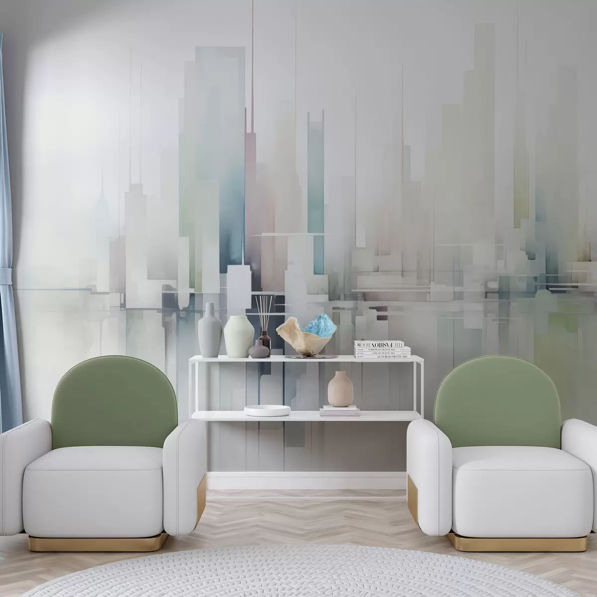 stenske poslikave Abstraktno mesto w04488