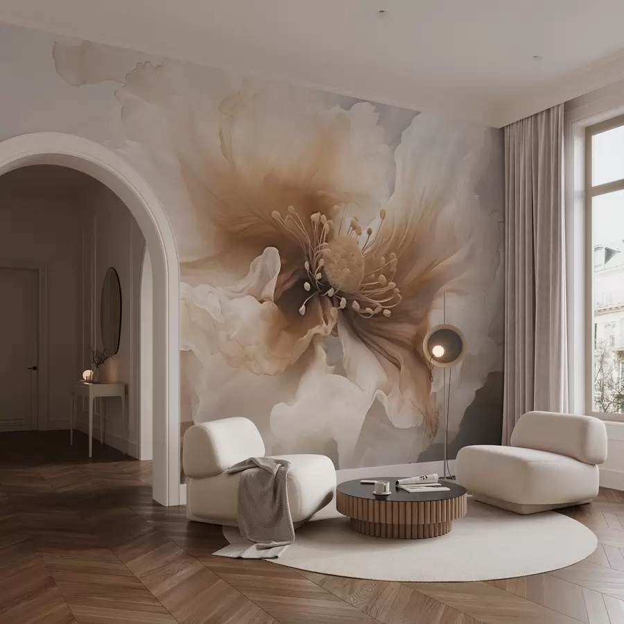 stenske poslikave Nežna cvetlica v toplih bež odtenkih w04446v1