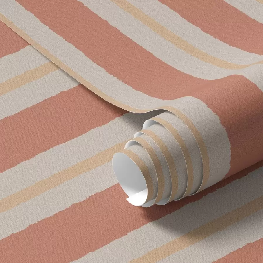 stenske poslikave Svetle črte terakota z bež poudarki a00515