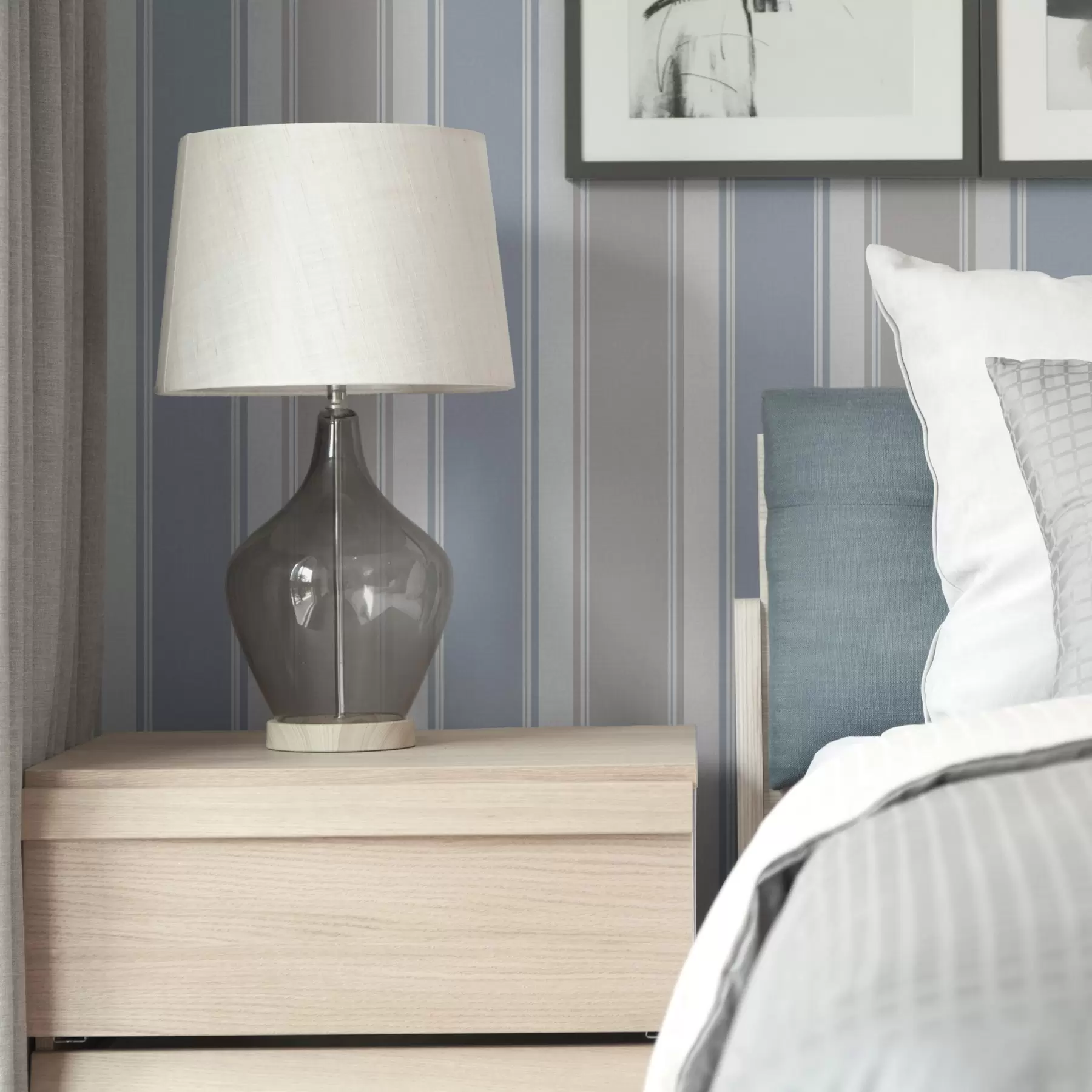 stenske poslikave Kombinacija sivih in modrih širokih črt a00557