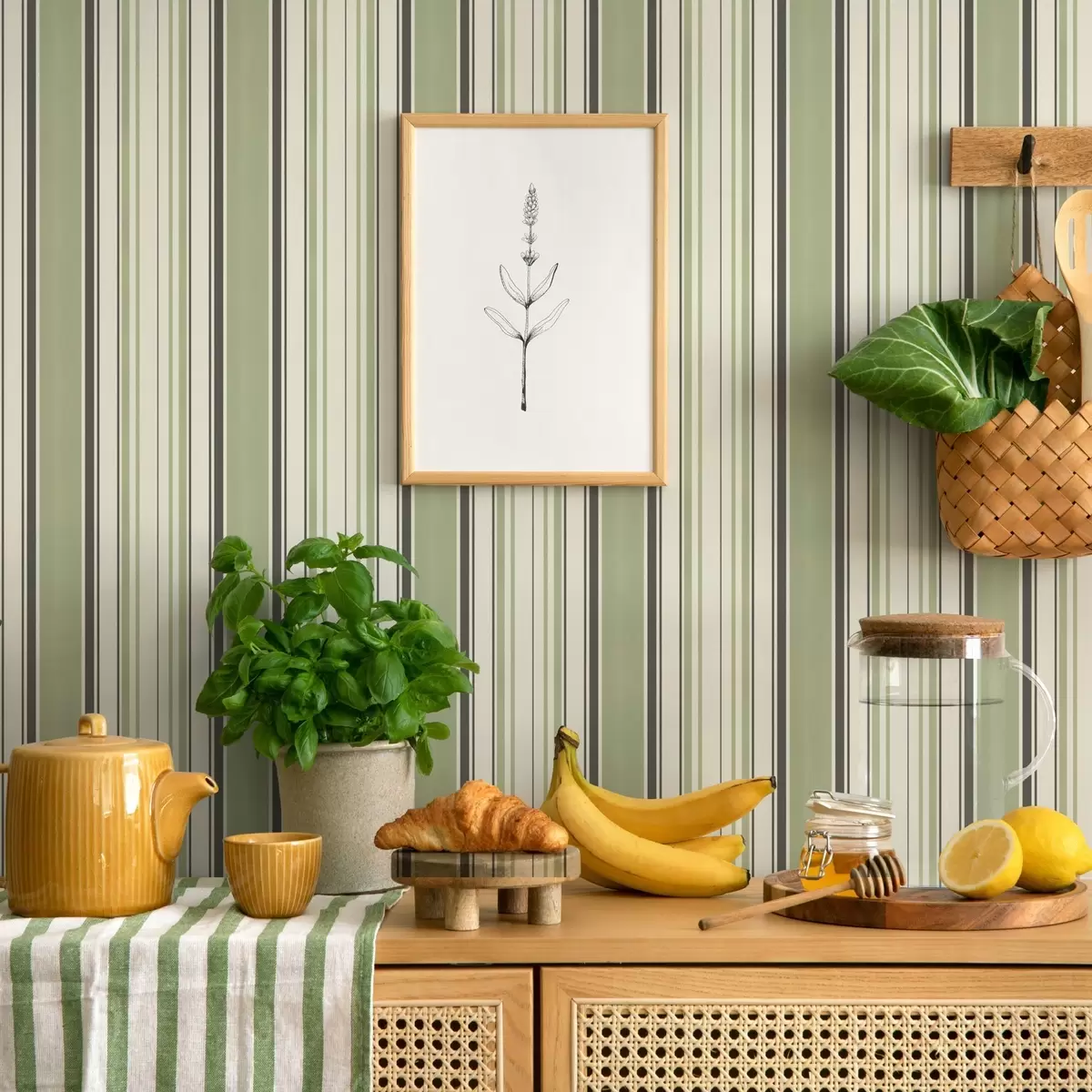 Ozadje Kremasto ozadje z mešanico zelenih in črnih črt a00563