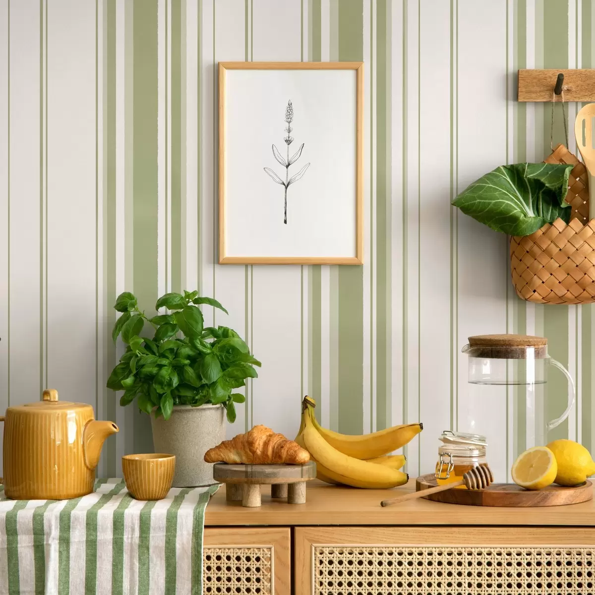 Ozadje Zelene navpične črte različnih širin a00565