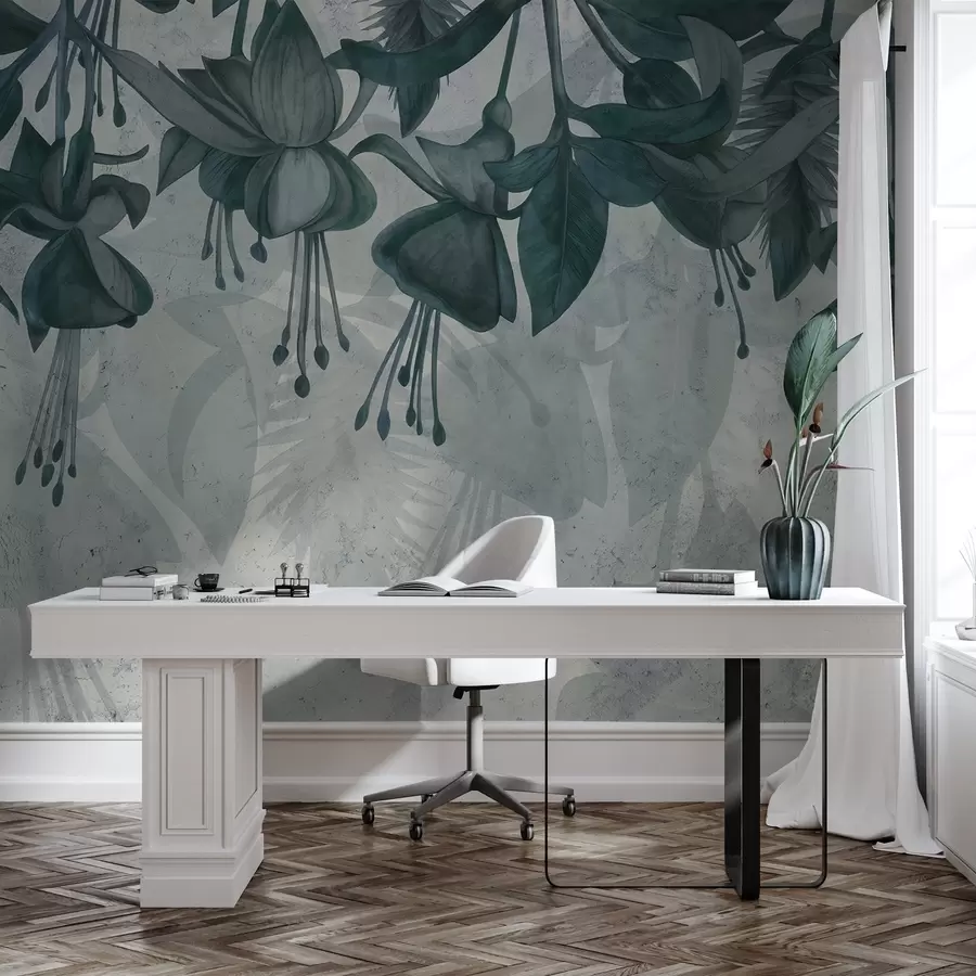 stenske poslikave Viseče cvetje v slogu grunge w04472v1