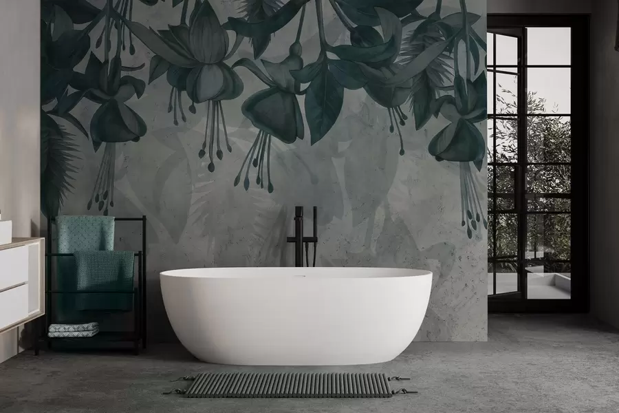 stenske poslikave Viseče cvetje v slogu grunge w04472v1