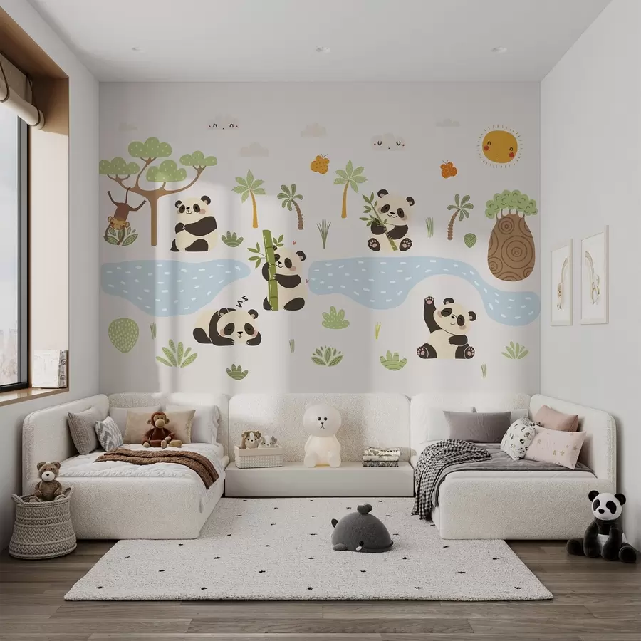 stenske poslikave Veseli pandi ob reki w04541