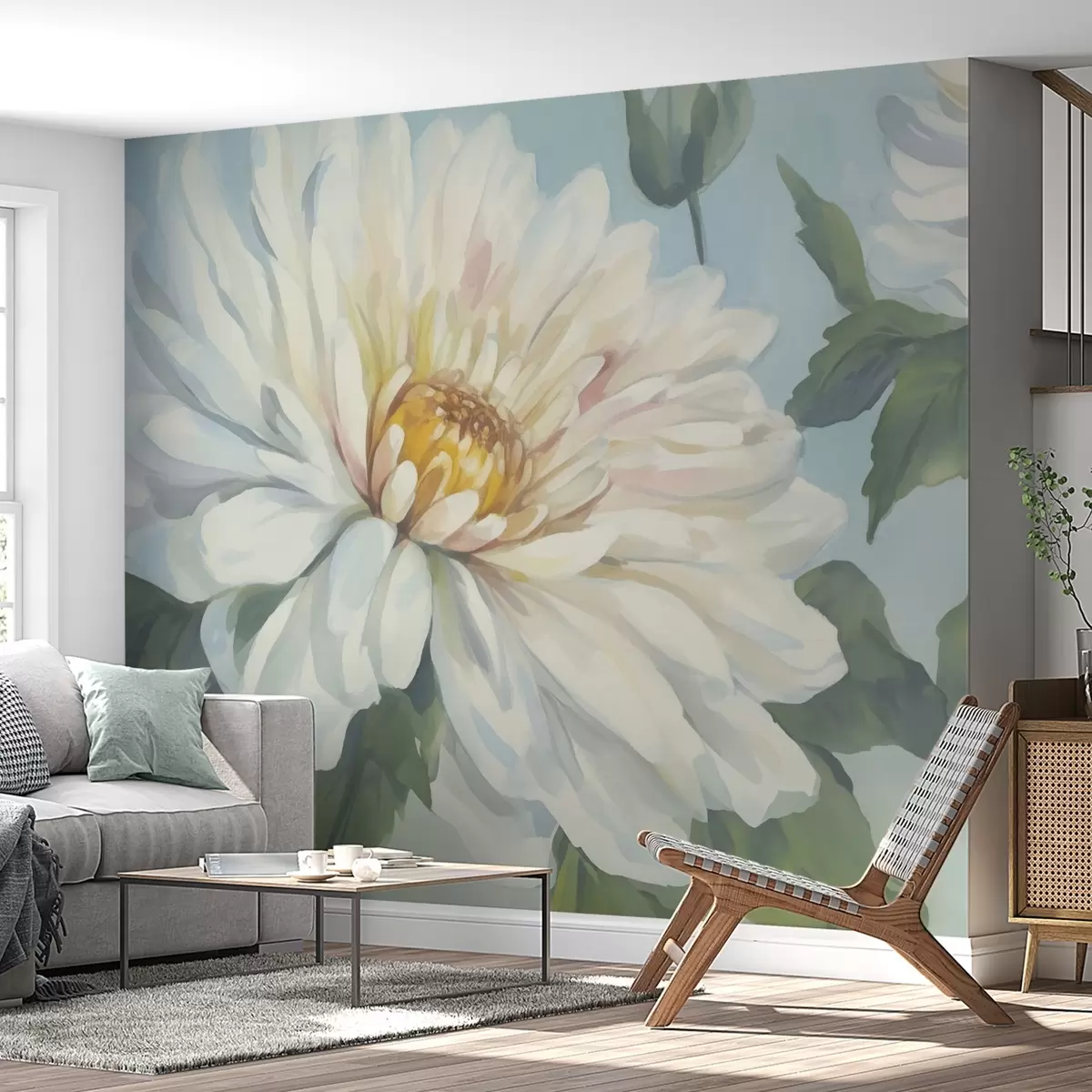 stenske poslikave Posnemanje cvetov krizanteme w04530