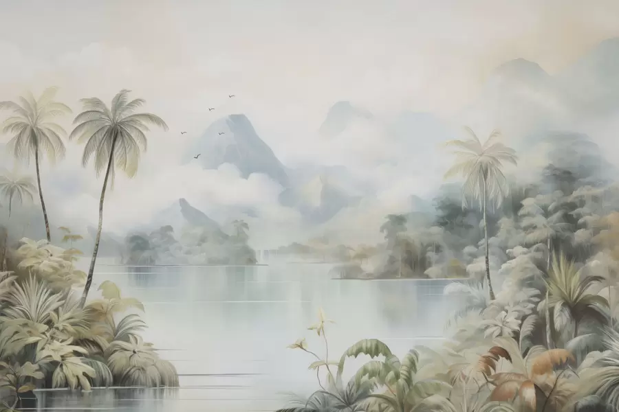 stenske poslikave Reka v džungli blizu gora w04536