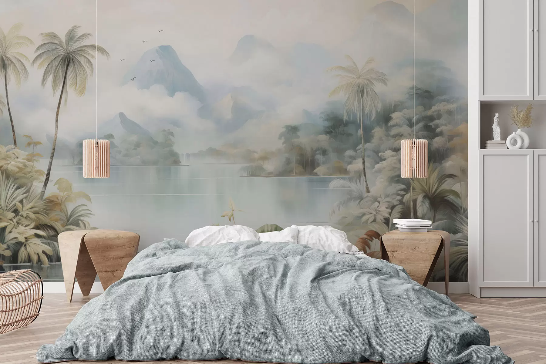 stenske poslikave Reka v džungli blizu gora w04536