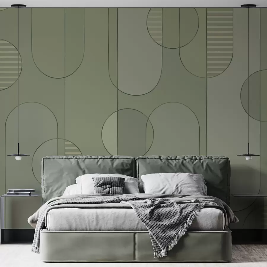 stenske poslikave Geometrična abstrakcija s svetlo zeleno paleto w04523v1