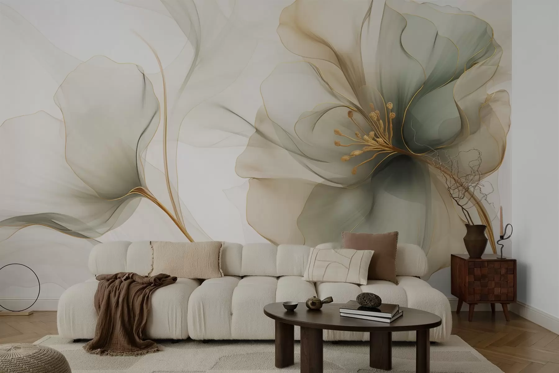 stenske poslikave Nežni cvet s prosojnimi cvetnimi listi w04553