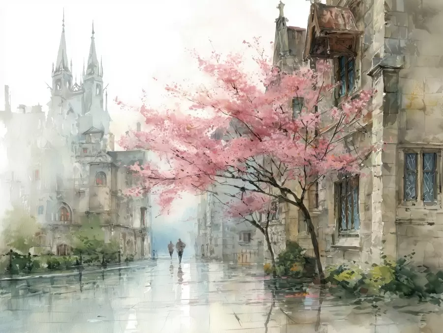 stenske poslikave mesto v akvarelnem slogu w04500