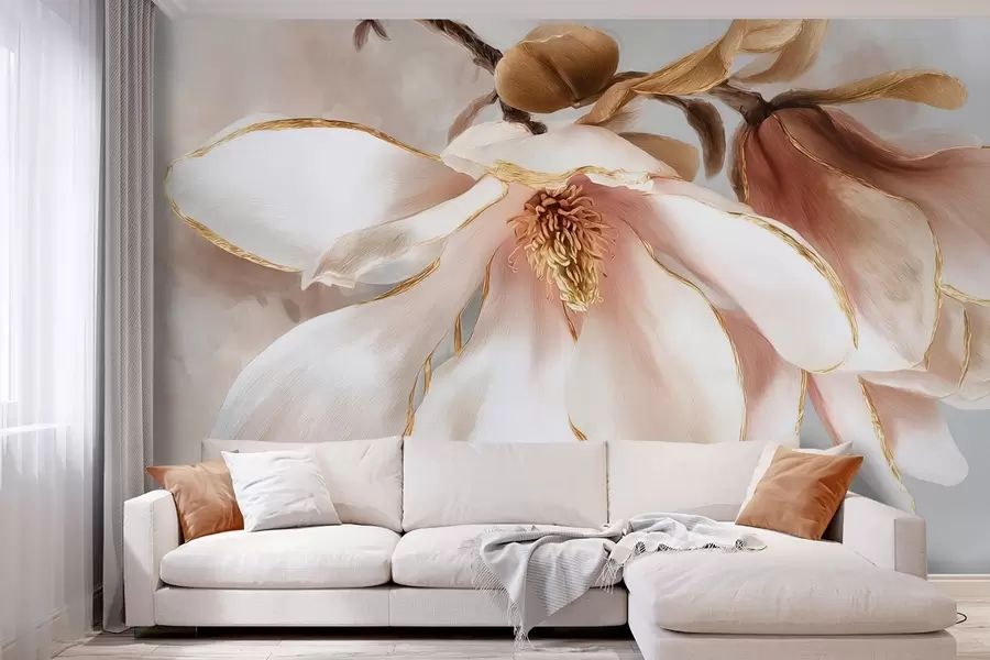 stenske poslikave Cvetoča magnolija v pastelnih odtenkih w09387