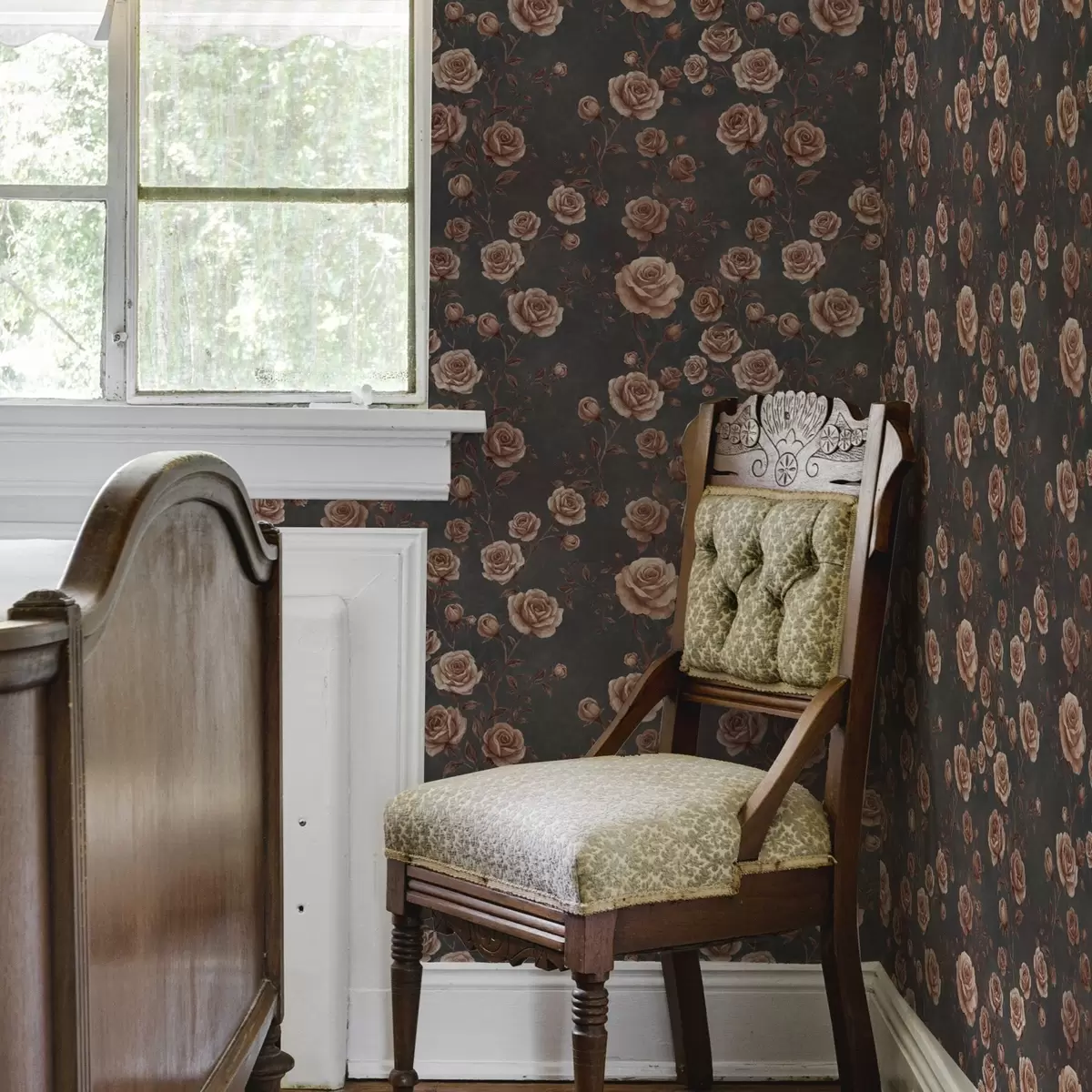 Ozadje Vintage vrtnice na grafitnem ozadju, terakotna paleta a00497v1 Ozadje Vintage vrtnice na grafitnem ozadju, terakotna paleta a00497v1