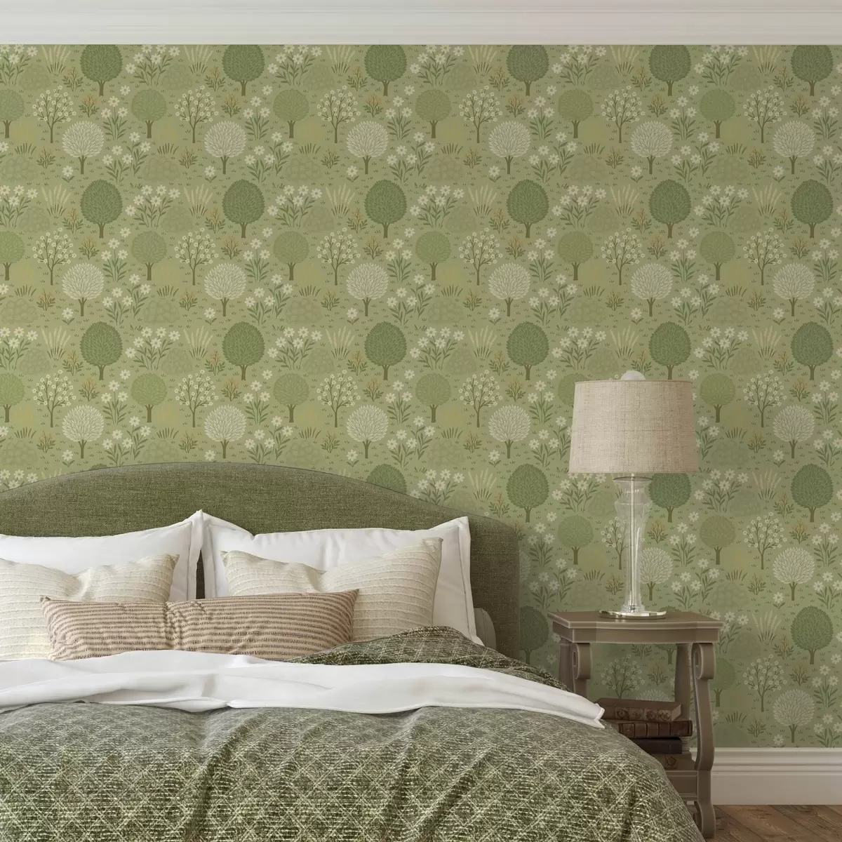 Ozadje Otroški zeleni vrt: drevesa, cvetje in pšenica a00586 Ozadje Otroški zeleni vrt: drevesa, cvetje in pšenica a00586