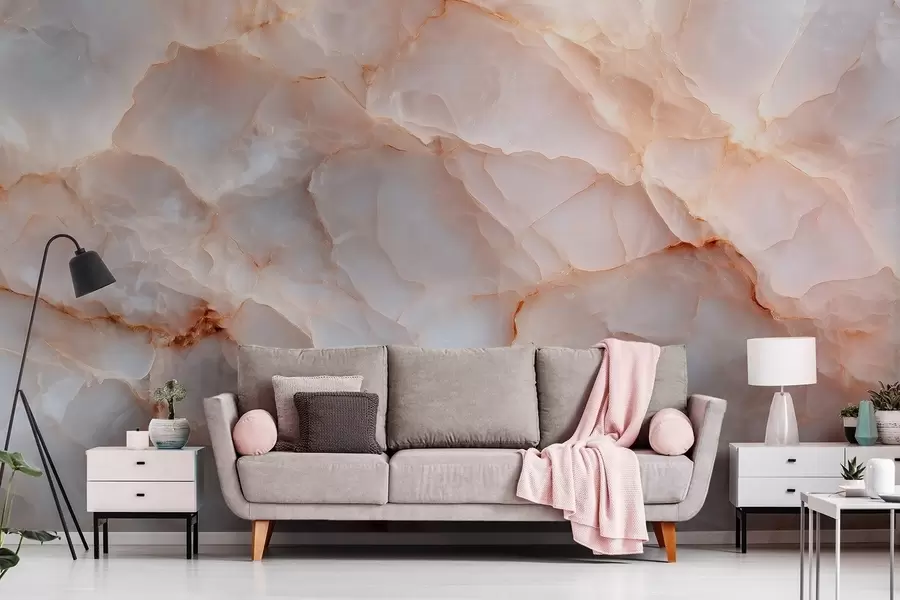 stenske poslikave Luksuzna imitacija marmorja v bež-sivih odtenkih s svetlečim učinkom w09412