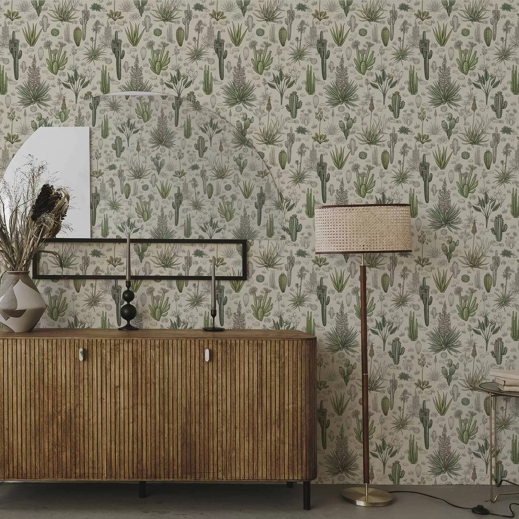 stenske poslikave Kaktusi in sukulente na topli podlagi, podrobni tisk a00666