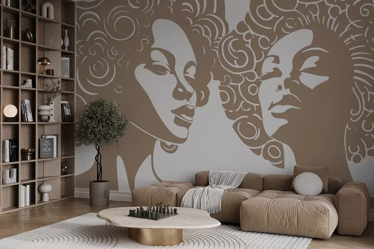 stenske poslikave Dve dekleti w04688