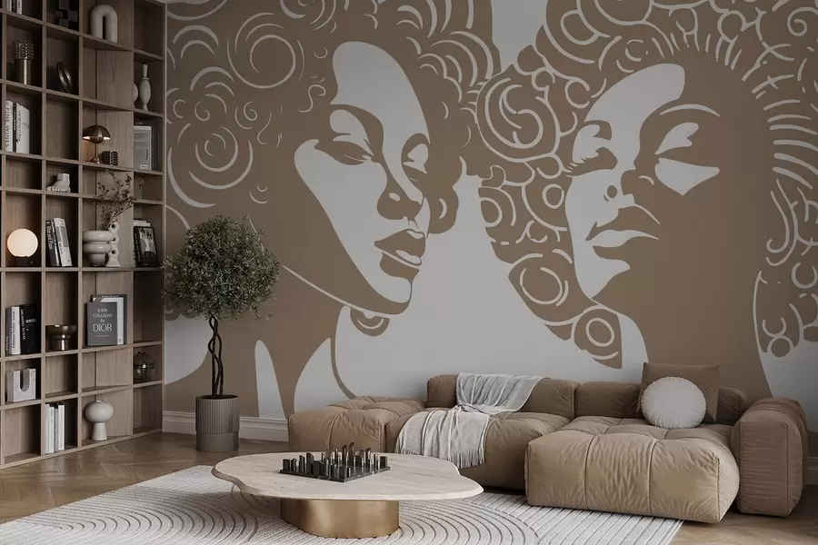 stenske poslikave Dve dekleti w04688