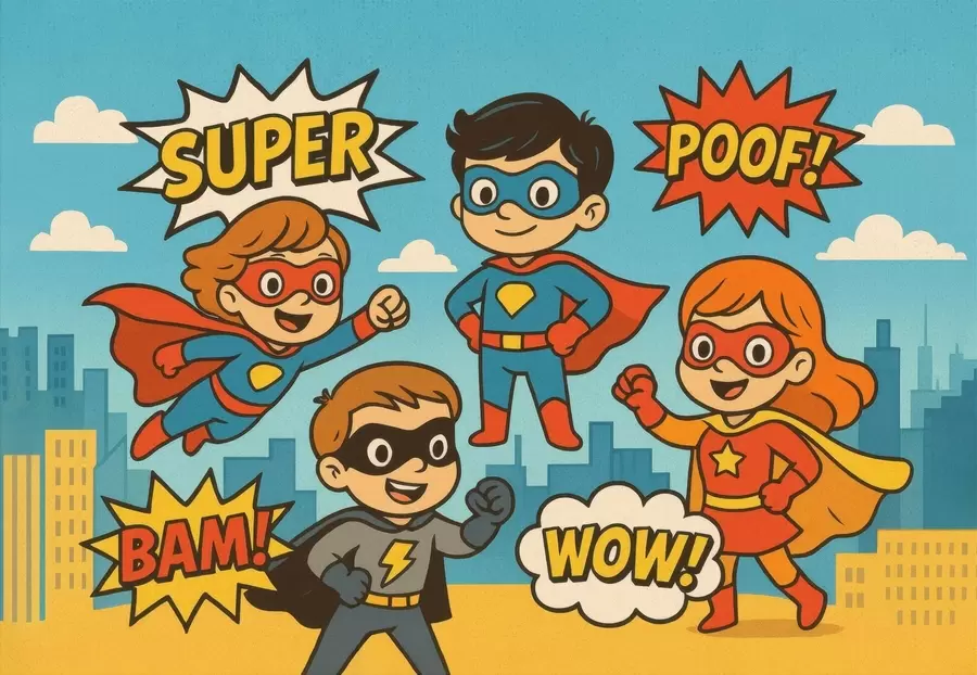 stenske poslikave zabavni superjunaki v slogu stripov w04625