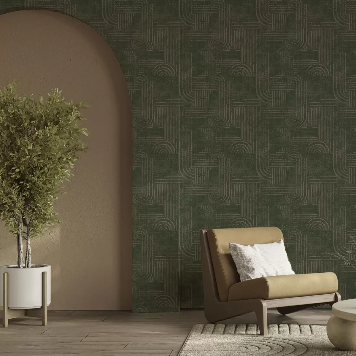 Ozadje Geometrični vzorec z loki v zeleni barvni paleti a00697