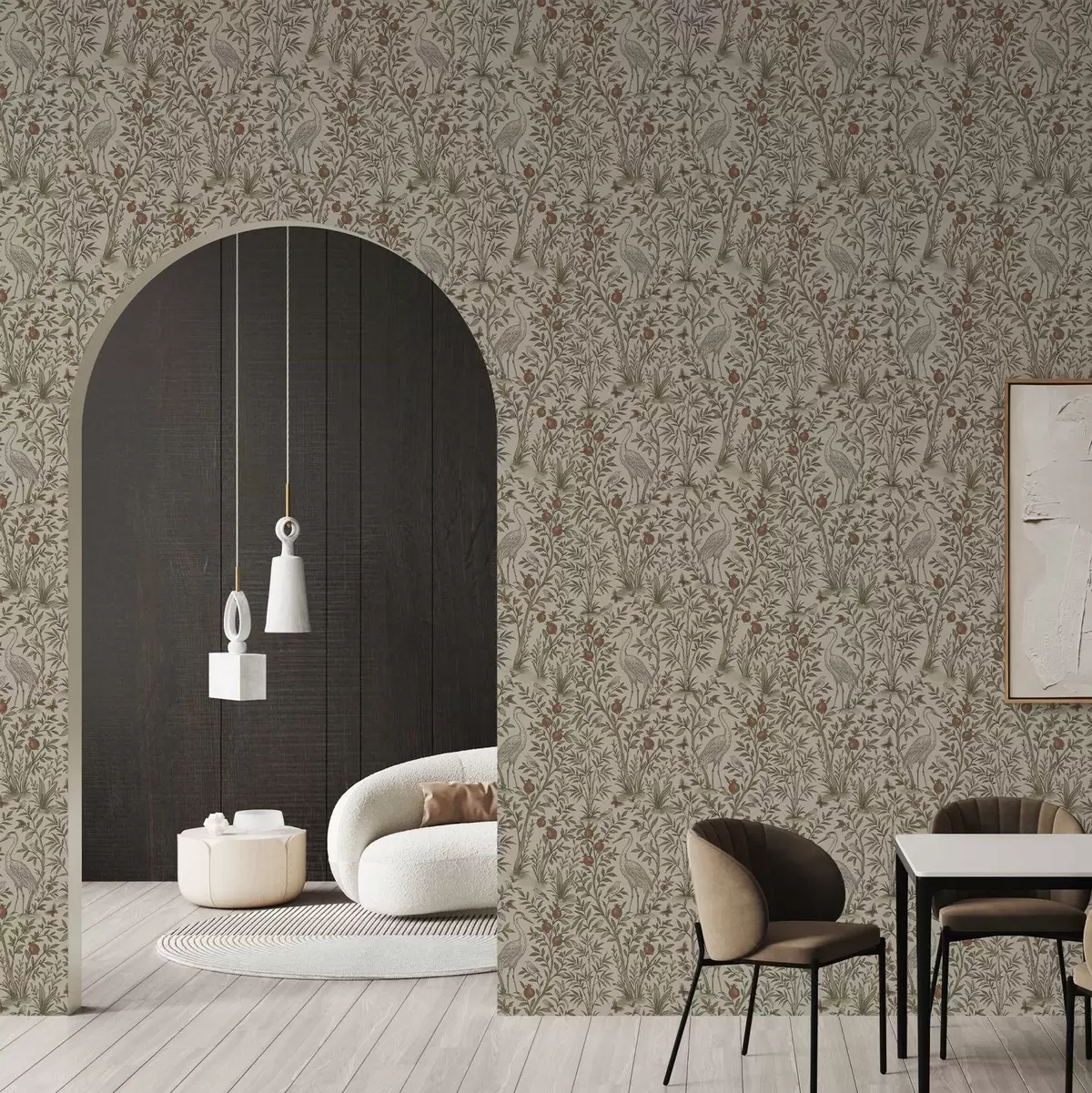 Ozadje Ptice med granatnimi drevesi v naravnem okolju a00699