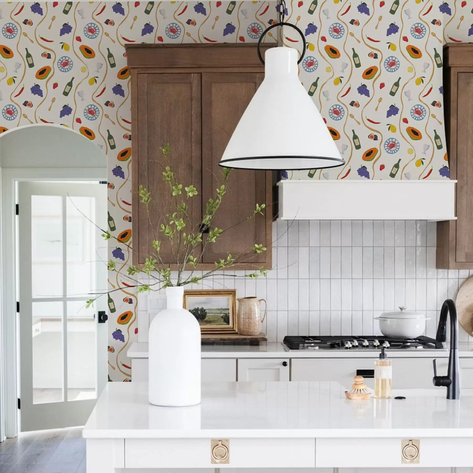 stenske poslikave Steklenice, papaja, limone in začimbe na svetlem ozadju a00802